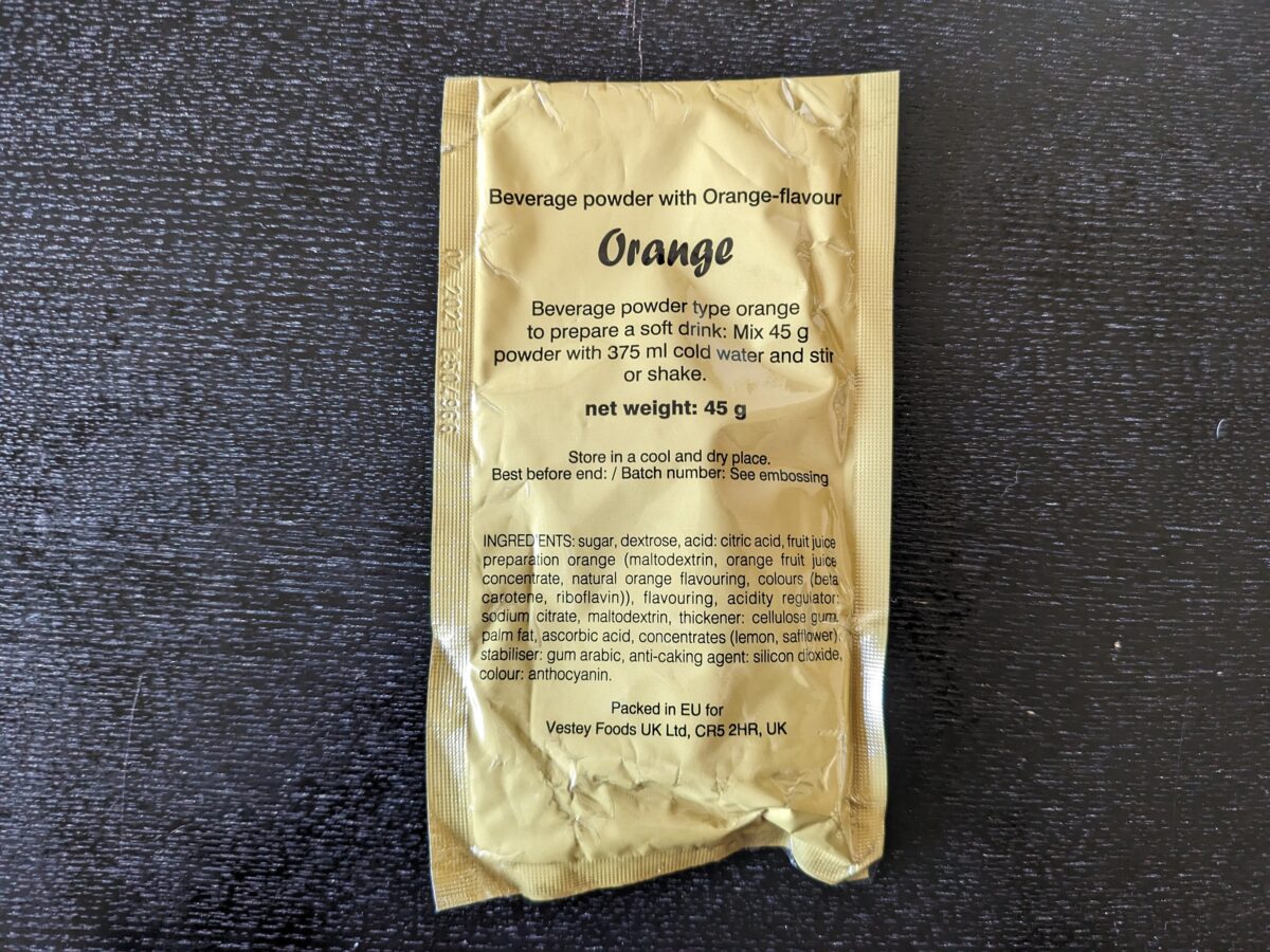 イギリス軍レーション「ORP」のオレンジジュース