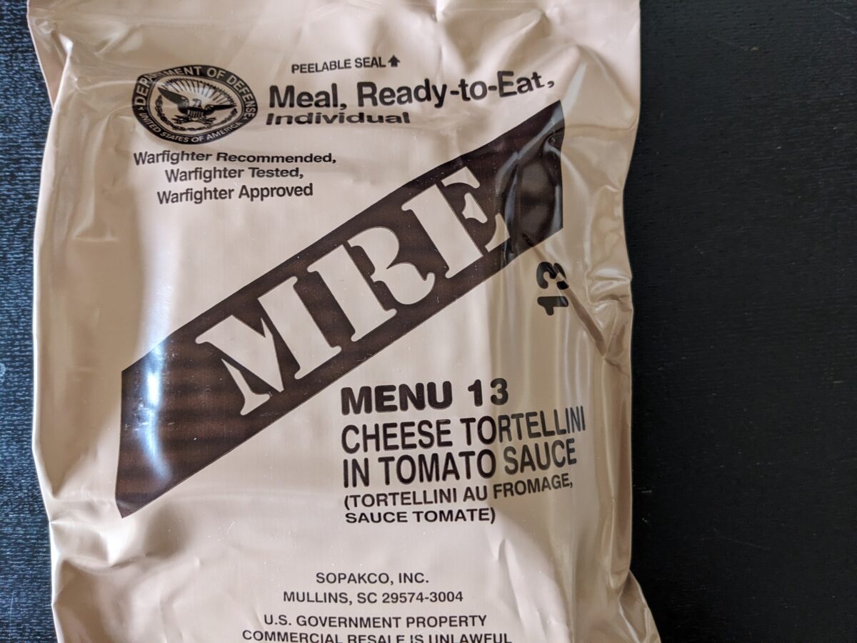 2019年製米軍MREメニューNo.13「CHEESE TORTELLINI IN TOMATO SAUCE」